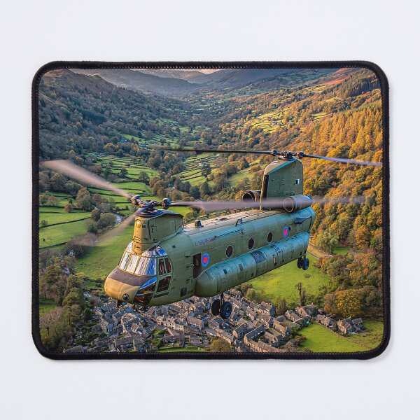 Item preview, Military Chinook Flying Above the Scenic Landscape Under Clear Skies designed and sold by Skyframe Aviation.