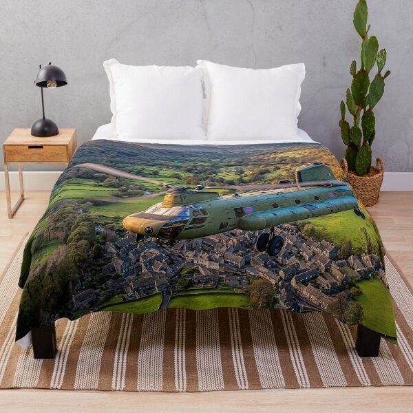 Item preview, Military Chinook Flying Above the Scenic Landscape Under Clear Skies designed and sold by Skyframe Aviation.