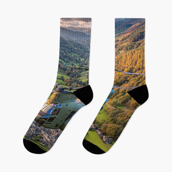 Item preview, Military Chinook Flying Above the Scenic Landscape Under Clear Skies designed and sold by Skyframe Aviation.