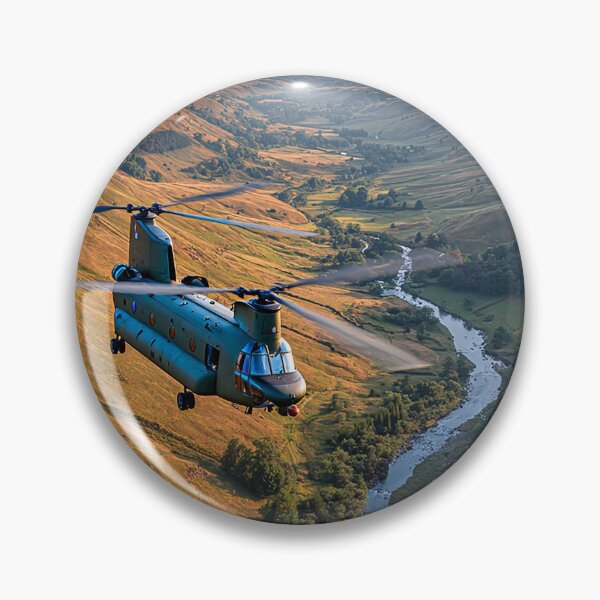 Item preview, Boeing Chinook Cruising Over the British Hills in Calm Weather designed and sold by Skyframe Aviation.