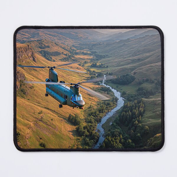 Item preview, Boeing Chinook Cruising Over the British Hills in Calm Weather designed and sold by Skyframe Aviation.