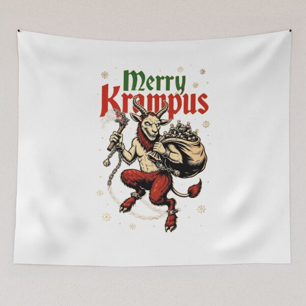 Item preview, Merry Krampus Vintage Illustration - Funny Dark Christmas Horror Shirt designed and sold by GeniePixel.