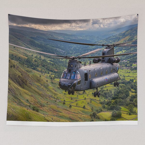 Item preview, Royal Air Force Chinook Passing Over Golden Fields in Bright Daylight designed and sold by Skyframe Aviation.