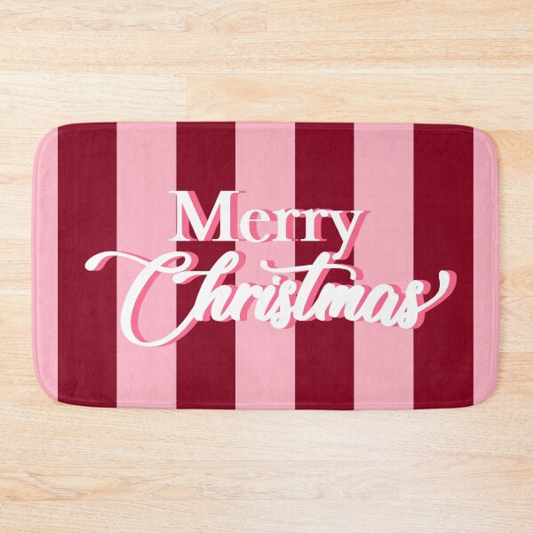 Item preview, Merry Christmas Typography, Pink and Burgundy Stripes designed and sold by OneThreeSix.