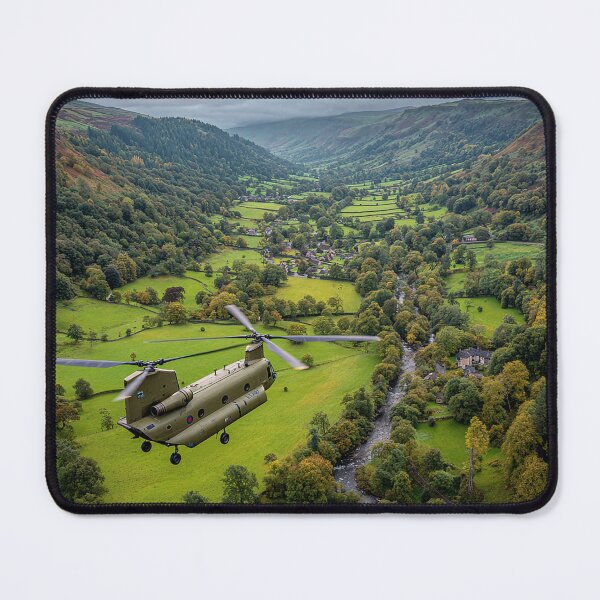 Item preview, Military Chinook Passing Over Quiet Rural England Over Tranquil Fields designed and sold by Skyframe Aviation.