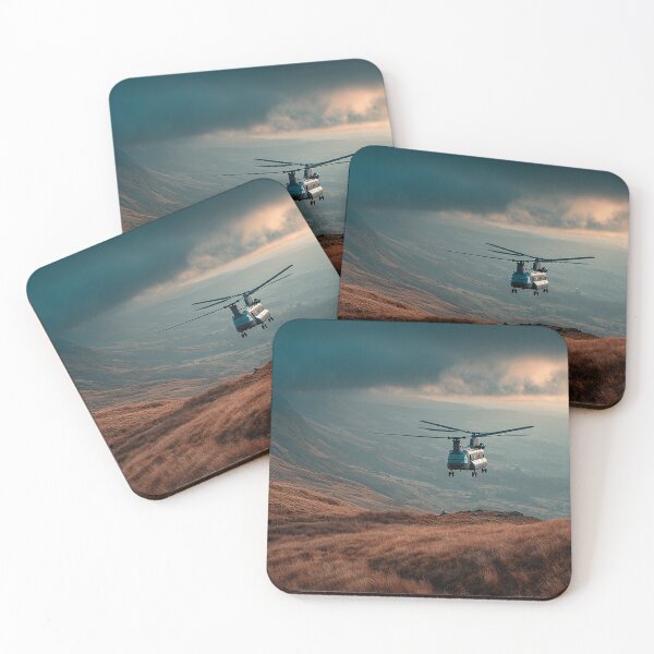 Item preview, British Chinook Passing Over Gentle Hillsides in Evening Sun designed and sold by Skyframe Aviation.