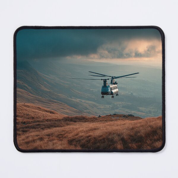 Item preview, British Chinook Passing Over Gentle Hillsides in Evening Sun designed and sold by Skyframe Aviation.