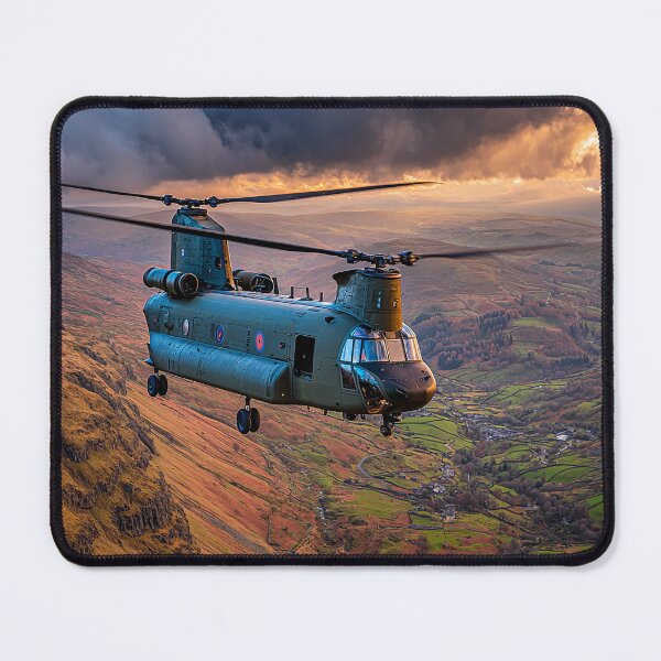 Item preview, The Chinook Helicopter Over the Meadows of England in Peaceful Flight designed and sold by Skyframe Aviation.