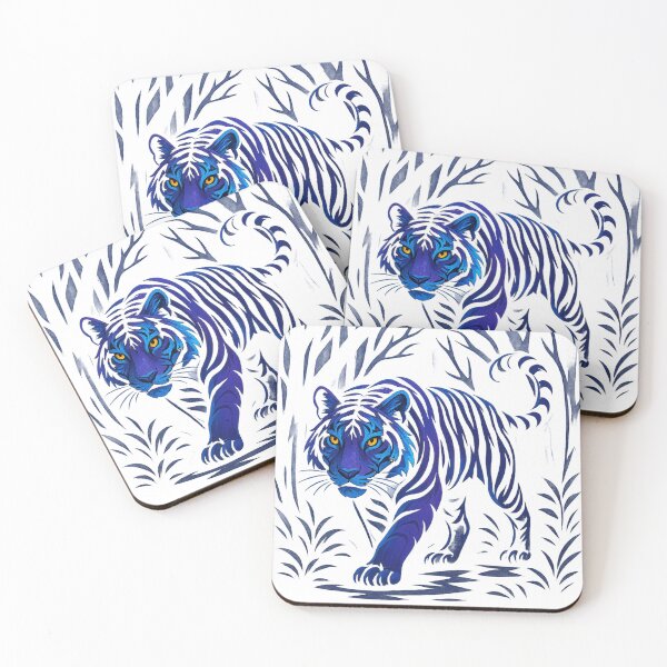 Item preview, Neon Jungle Tiger – Electric Blue Predator designed and sold by GlowAIDesigns.