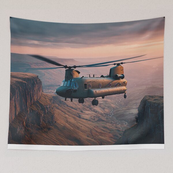 Item preview, Boeing Chinook Passing Over Wooded Countryside on a Clear Day designed and sold by Skyframe Aviation.