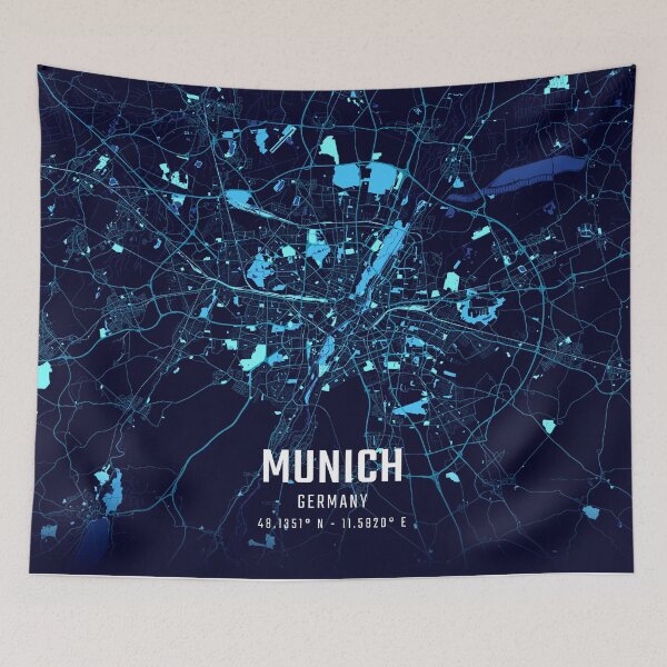 Item preview, Munich Midnight City Map designed and sold by HomeLivingCo.