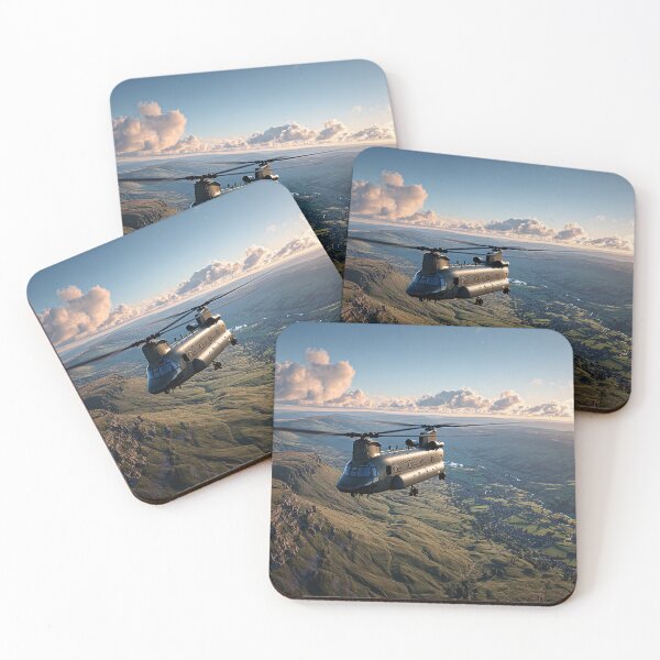 Item preview, Boeing Chinook Gliding Over Rolling Fields at Dusk designed and sold by Skyframe Aviation.