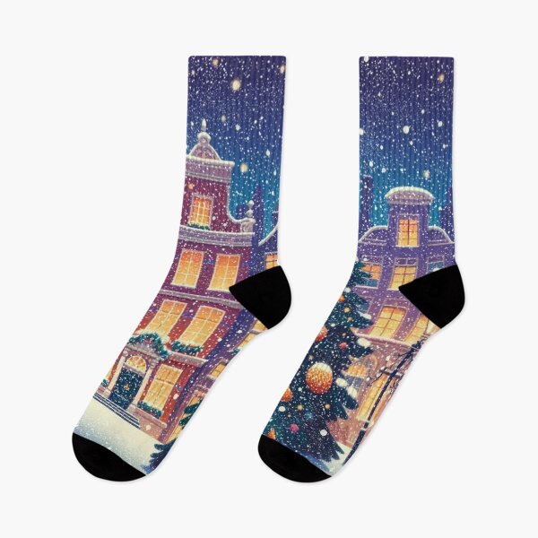 Item preview, Magical Amsterdam in the Snow – Dutch Christmas City Scene with Canals and Tree Lights designed and sold by Sugar Wisdom .