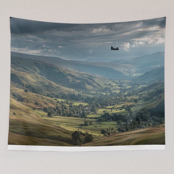 Item preview, Royal Air Force Chinook Hovering Above Quiet Rural England During Low Level Flight designed and sold by Skyframe Aviation.