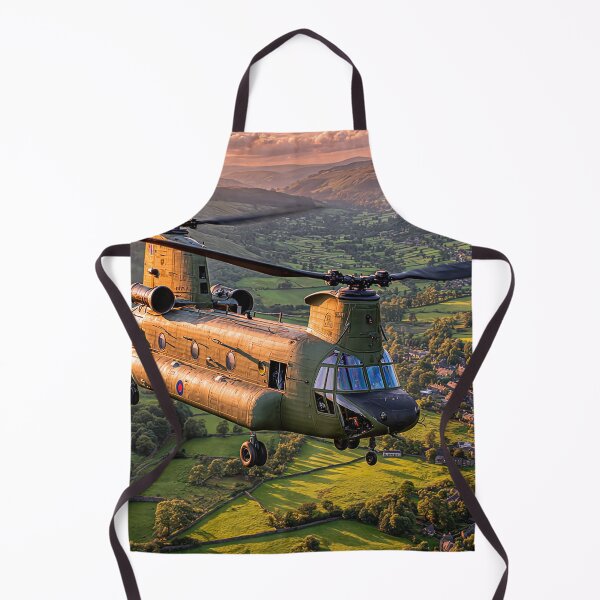 Item preview, The Chinook Helicopter Passing Over Patchwork Fields in Evening Sun designed and sold by Skyframe Aviation.