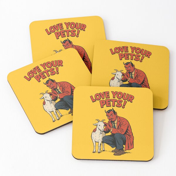 Item preview, Love Your Pets – Funny Retro Devil and Goat Vintage Comic Design designed and sold by The Devil's Bargain.