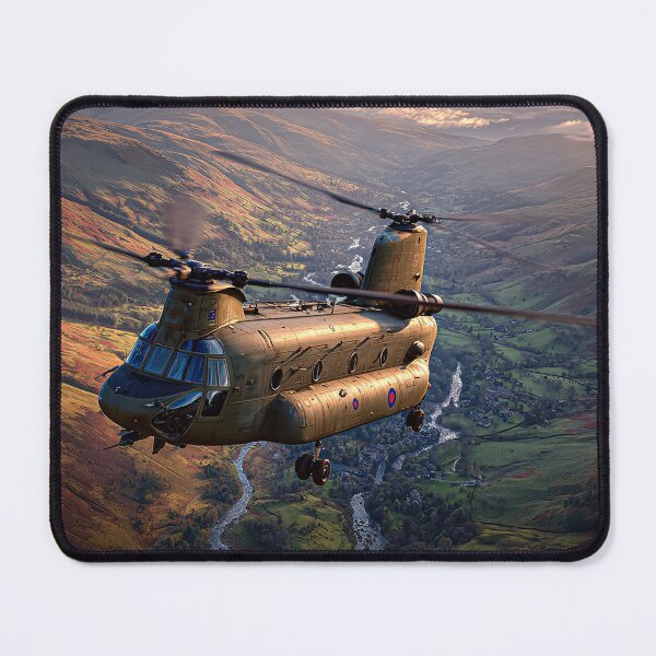 Item preview, The Chinook Helicopter Over Gentle Hillsides Above the Clouds designed and sold by Skyframe Aviation.