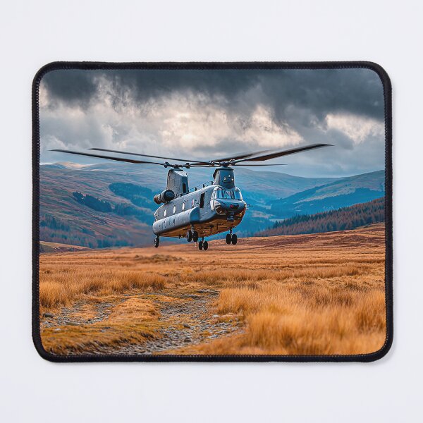 Item preview, British Chinook Gliding Over Vast Open Plains with Blades Turning designed and sold by Skyframe Aviation.