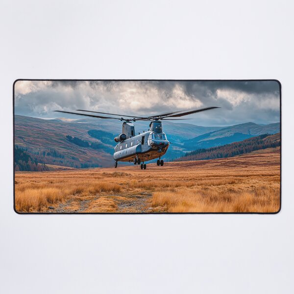 Item preview, British Chinook Gliding Over Vast Open Plains with Blades Turning designed and sold by Skyframe Aviation.