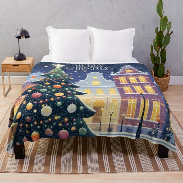 Item preview, Magical Amsterdam in the Snow – Dutch Christmas City Scene with Canals and Tree Lights designed and sold by Sugar Wisdom .