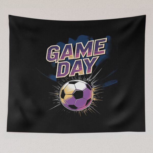 Item preview, Soccer Game Day Splatter Purple & Gold Soccer Ball designed and sold by lilLilaBatArt.
