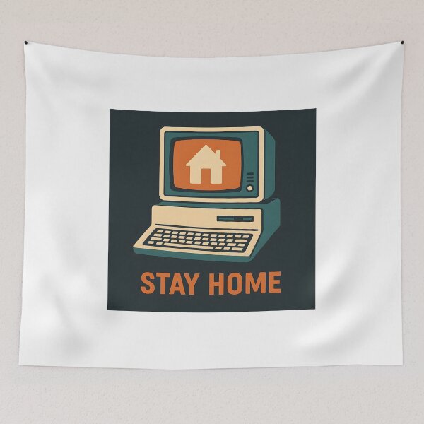 Item preview, Stay home – Retro Computer Message designed and sold by Helleradi.