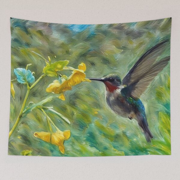 Item preview, Hummingbird and Yellow Flowers designed and sold by tomorrowsart.