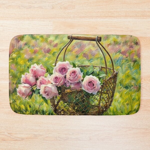 Item preview, Pink Roses in Wire Basket designed and sold by tomorrowsart.