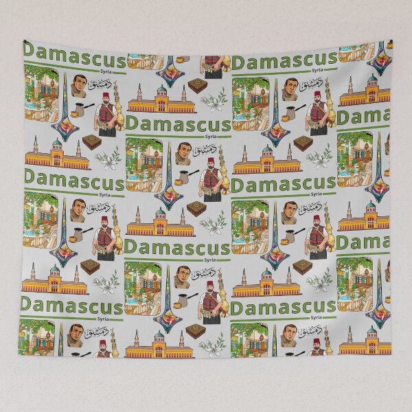Item preview, دمشق: مزيج ساحر من التاريخ والثقافة السورية  Damascus Vibe: Syrian Heritage Art & Culture Collage designed and sold by mashmosh.