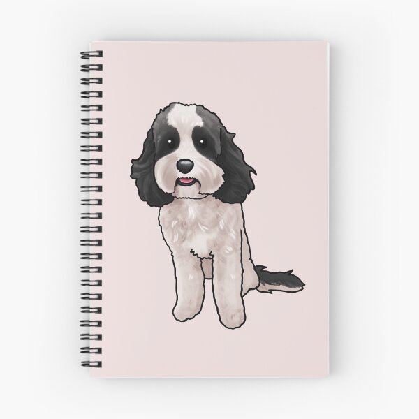 Item preview, White and black Cavoodle Groodle Poodle Mix designed and sold by Natalie Gibbs.