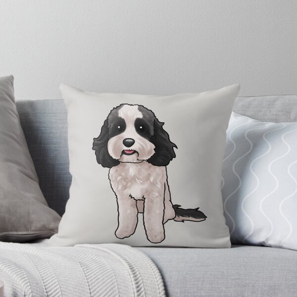 Item preview, White and black Cavoodle Groodle Poodle Mix designed and sold by Natalie Gibbs.