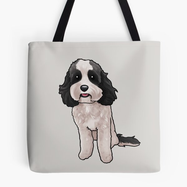 Item preview, White and black Cavoodle Groodle Poodle Mix designed and sold by Natalie Gibbs.