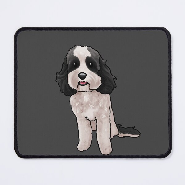 Item preview, White and black Cavoodle Groodle Poodle Mix designed and sold by Natalie Gibbs.
