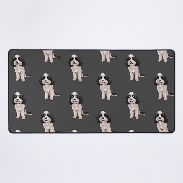Item preview, White and black Cavoodle Groodle Poodle Mix designed and sold by Natalie Gibbs.