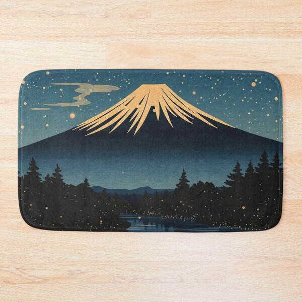 Item preview, Ukiyo-e Woodblock Print of Mount Fuji Under a Starry Sky – Japanese Indigo Night Landscape designed and sold by Vandy Fullam.
