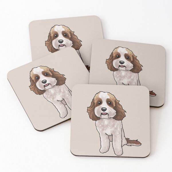 Item preview, White and Brown Cavoodle Groodle Poodle Mix Dog designed and sold by Natalie Gibbs.