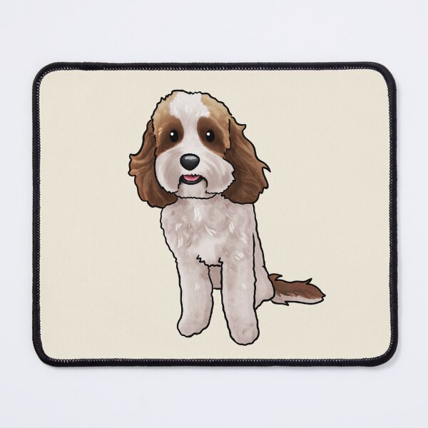 Item preview, White and Brown Cavoodle Groodle Poodle Mix Dog designed and sold by Natalie Gibbs.