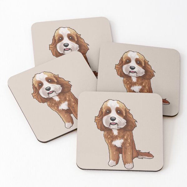 Item preview, Brown and White Cavoodle Groodle Poodle Mix Dog designed and sold by Natalie Gibbs.