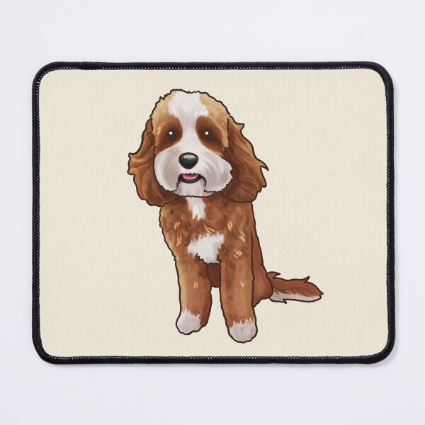 Item preview, Brown and White Cavoodle Groodle Poodle Mix Dog designed and sold by Natalie Gibbs.