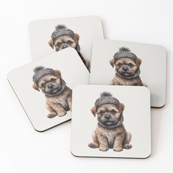 Item preview, Border Terrier Pup in Charcoal Beanie & Snood designed and sold by QuietBloom80.