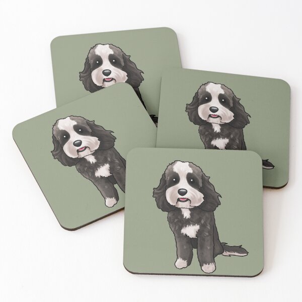 Item preview, Black and White Cavoodle Groodle Poodle Mix designed and sold by Natalie Gibbs.