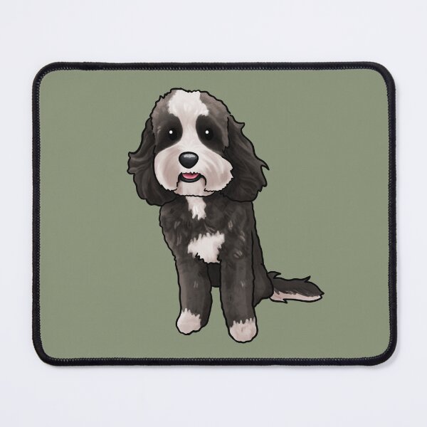 Item preview, Black and White Cavoodle Groodle Poodle Mix designed and sold by Natalie Gibbs.