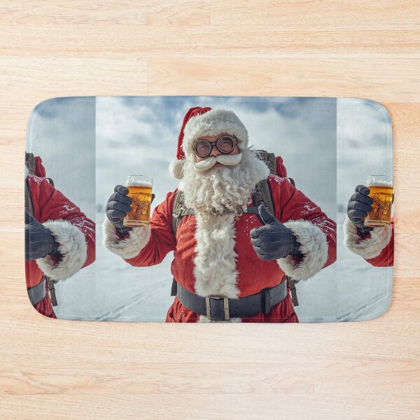 Item preview, Adventurous Santa Claus – Festive Christmas Scene with Beer, Snow, and Holiday Spirit designed and sold by PixelVibe782.