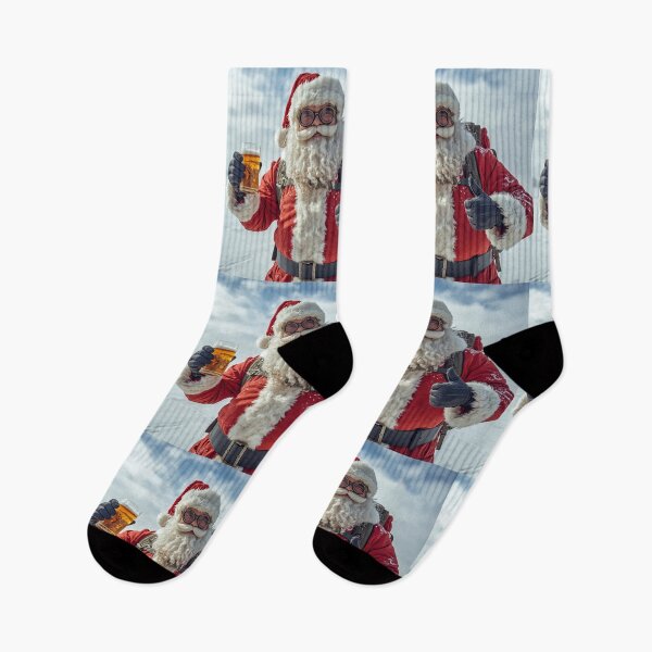 Item preview, Adventurous Santa Claus – Festive Christmas Scene with Beer, Snow, and Holiday Spirit designed and sold by PixelVibe782.