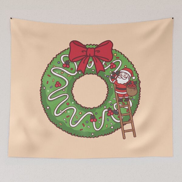 Item preview, Santa Decorating Christmas Donut Wreath designed and sold by BGMeYou.