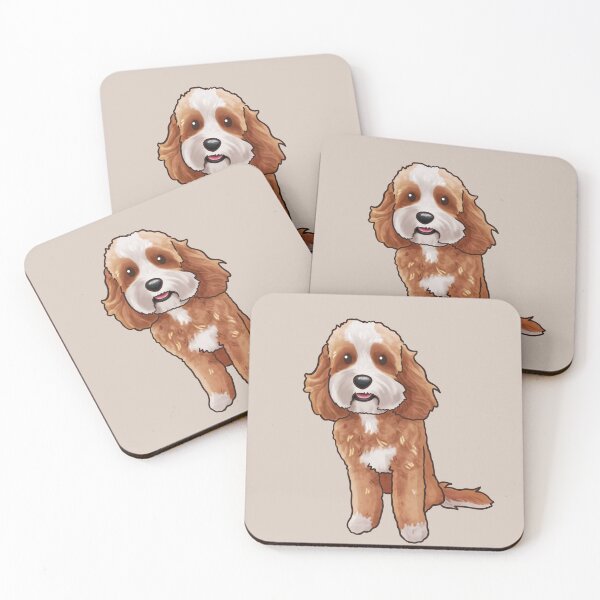 Item preview, Golden Brown and White Cavoodle Groodle Poodle Mix Dog designed and sold by Natalie Gibbs.