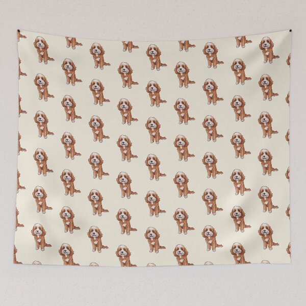 Item preview, Golden Brown and White Cavoodle Groodle Poodle Mix Dog designed and sold by Natalie Gibbs.