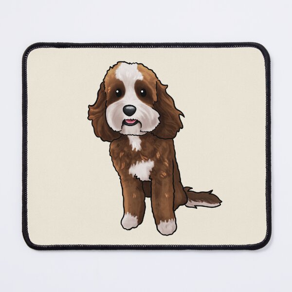 Item preview, Brown and White Cavoodle Groodle Poodle Mix Dog designed and sold by Natalie Gibbs.