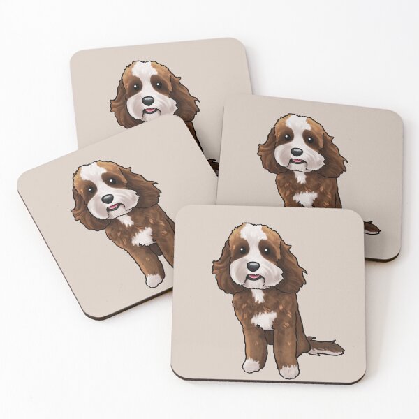 Item preview, Brown and White Cavoodle Groodle Poodle Mix Dog designed and sold by Natalie Gibbs.