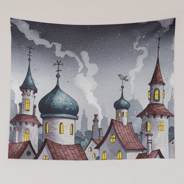 Item preview, Picturesque town at night  designed and sold by Design4uStudio.